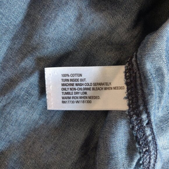 Merona Lightweight Dark Wash Denim Button Down - Picture 4 of 4